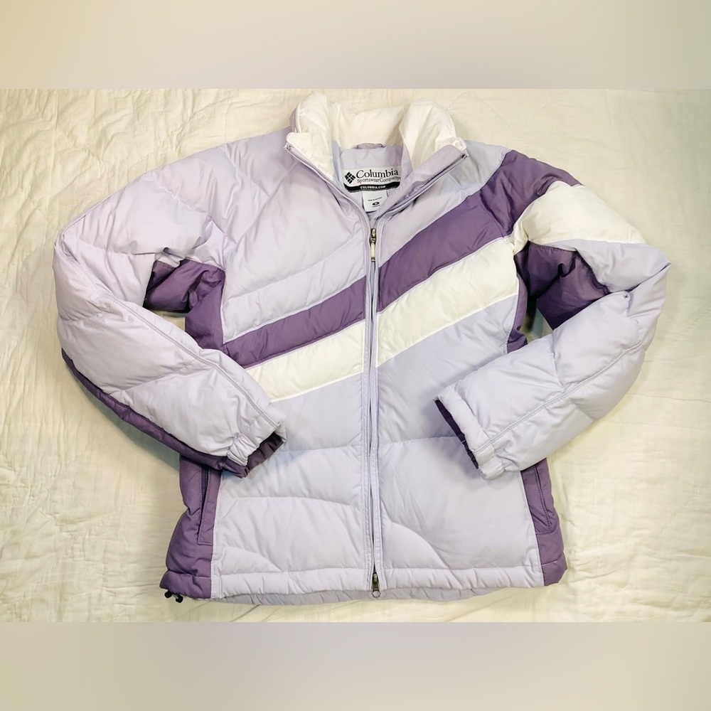 Womens Columbia Down Insulated Puffer Jacket Purple‎ Medium.